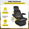 Universal Tractor Suspension Seat, 35-170° Backrest Angle Adjustable Air Ride Seat Replacement w/ Seat Belt & Safety Switch, Compatible with Forklift/Van/Mower, Black Vinyl