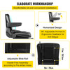 Universal Forklift Seat Black PVC Tractor Seat, 6"/150MM Adjustable Mower Seat Foldable Seat Including Armrests, Seat Belt, Seat Switch, Skid Steer Seat Fit Forklift, Tractor, Skid Loader