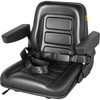 Universal Forklift Seat Black PVC Tractor Seat, 6"/150MM Adjustable Mower Seat Foldable Seat Including Armrests, Seat Belt, Seat Switch, Skid Steer Seat Fit Forklift, Tractor, Skid Loader