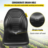 Universal Lawn Tractor Seat Replacement, Compact High Back Mower Seat, Black Vinyl Forklift Seat, Central Drain Hole Skid Steer Seat with Mounting Bolt Patterns of 8" x 11.5" & 11.25" x 11.5"