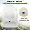 Universal Tractor Seat Replacement, Compact High Back Mower Seat, Grey Vinyl Forklift Seat, Central Drain Hole Skid Steer Seat with Mounting Bolt Patterns of 8" x 11.5" & 11.25" x 11.5"