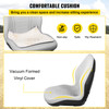 Universal Tractor Seat Replacement, Compact High Back Mower Seat, Grey Vinyl Forklift Seat, Central Drain Hole Skid Steer Seat with Mounting Bolt Patterns of 8" x 11.5" & 11.25" x 11.5"