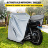 Waterproof Motorcycle Cover, Motorcycle Shelter,Heavy Duty Motorcycle Shelter Shed, 420D Oxford Motorbike Shed Anti-UV, 106.3"x41.3"x62.9" Grey Shelter Storage Garage Tent w/Lock & Weight Bag