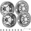 Stainless Steel Front And Rear Wheel Simulators 19.5 Inch 10 Lug Wheel Simulator 4PCS of Hand Hole Hubcap Kit Compatible With 2005-2021 Ford Super Duty F450 - F550 10 Lug Dually Trucks Only