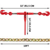 Chain and Binder Kit 3/8in-1/2in, Ratchet Load Binders 9215lbs Working Strength, Ratchet Binders and Chains, 3/8in x 10ft Chains w/ G70 Hooks, for Truck, Tie Down, Hauling, Towing