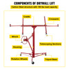 Drywall Rolling Lifter Panel, 11ft Sheetrock Lift Drywall Lift, 150lb Weight Capacity Panel Hoist Jack Tool, Steel Material w/Telescopic Arm & 3 Lockable Wheels, 48x192 in Plasterboard Size