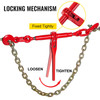 Chain Binder 3/8in-1/2in, Ratchet Load Binder 9215lbs Capacity, Ratchet Lever Binder w/ G70 Hooks, Adjustable Length, Ratchet Chain Binder for Tie Down, Hauling, Towing, 4-Pack in Red
