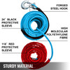 Synthetic Winch Rope 3/8in x 100ft, Winch Line Cable with G70 Hook 18,740lbs Working Strength, 12 Strands, Synthetic Winch Cable w/Protective Sleeve, for Vehicles Towing, Blue