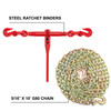 Chain and Binder Kit 5/16in-3/8in, Ratchet Load Binders 6600lbs Working Strength, Ratchet Binders and Chains, 5/16in x 10ft Chains w/ G70 Hooks, for Truck, Tie Down, Hauling, Towing