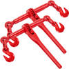 Chain Binder 3/8in x 1/2in, Ratchet Load Binder 9215lbs Capacity, Ratchet Lever Binder w/ G70 Hooks, Adjustable Length, Ratchet Chain Binder for Tie Down, Hauling, Towing, 2 Packs in Red