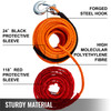 Synthetic Winch Rope 3/8" x 100ft, Winch Cable with G70 Hook 18740 Lbs Working Strength, 12 Strands, Synthetic Winch Cable w/Protective Sleeve, for Vehicles Towing, Orange