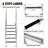 Dock Ladder with Rubber Mat, Dock Steps 30"-39" Adjustable Height, Dock Stairs Aluminum 6 Step, Each Step 22" x 4", 500Lbs Load, for Lake, Marine Boarding, Pool