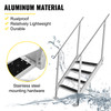 Dock Ladder with Rubber Mat, Dock Steps 30"-39" Adjustable Height, Dock Stairs Aluminum 4 Step, Each Step 22" x 4", 500Lbs Load, for Lake, Marine Boarding, Pool