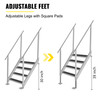 Dock Ladder with Rubber Mat, Dock Steps 30"-39" Adjustable Height, Dock Stairs Aluminum 4 Step, Each Step 22" x 4", 500Lbs Load, for Lake, Marine Boarding, Pool