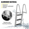 Removable Dock Ladder with Rubber Mat, Pontoon Boat Ladder with Mounting Hardware, Swim Ladder Aluminum 3 Step, Each Step 16" x 4", 350Lbs Load, for Lake, Marine Boarding, Pool