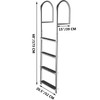 Dock Ladder with Rubber Mat, Pontoon Boat Ladder Aluminum 4 Step, Each Step 18" x 4", Swim Ladder 330Lbs Load, for Lake, Marine Boarding, Pool