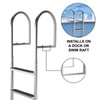 Dock Ladder with Rubber Mat, Pontoon Boat Ladder Aluminum 4 Step, Each Step 18" x 4", Swim Ladder 330Lbs Load, for Lake, Marine Boarding, Pool