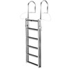 Retractable Dock Ladder with Rubber Mat, Pontoon Boat Ladder 41"-88.5" Adjustable Height, Swim Ladder Aluminum 6 Step, Each Step 20.5" x 4", 350Lbs Load, for Lake, Marine Boarding, Pool