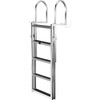 Retractable Dock Ladder with Rubber Mat, Pontoon Boat Ladder 41"-77" Adjustable Height, Swim Ladder Aluminum 5 Step, Each Step 20.5" x 4", 350Lbs Load, for Lake, Marine Boarding, Pool