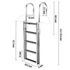 Retractable Dock Ladder with Rubber Mat, Pontoon Boat Ladder 41"-77" Adjustable Height, Swim Ladder Aluminum 5 Step, Each Step 20.5" x 4", 350Lbs Load, for Lake, Marine Boarding, Pool