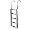 Retractable Dock Ladder with Rubber Mat, Pontoon Boat Ladder 41"-77" Adjustable Height, Swim Ladder Aluminum 5 Step, Each Step 20.5" x 4", 350Lbs Load, for Lake, Marine Boarding, Pool