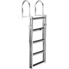 Retractable Dock Ladder with Rubber Mat, Pontoon Boat Ladder 41"-77" Adjustable Height, Swim Ladder Aluminum 5 Step, Each Step 20.5" x 4", 350Lbs Load, for Lake, Marine Boarding, Pool