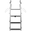 Retractable Dock Ladder with Rubber Mat, Pontoon Boat Ladder 41"-65" Adjustable Height, Swim Ladder Aluminum 4 Step, Each Step 20.5" x 4", 350Lbs Load, for Lake, Marine Boarding, Pool