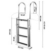 Retractable Dock Ladder with Rubber Mat, Pontoon Boat Ladder 41"-65" Adjustable Height, Swim Ladder Aluminum 4 Step, Each Step 20.5" x 4", 350Lbs Load, for Lake, Marine Boarding, Pool