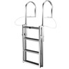 Retractable Dock Ladder with Rubber Mat, Pontoon Boat Ladder 41"-65" Adjustable Height, Swim Ladder Aluminum 4 Step, Each Step 20.5" x 4", 350Lbs Load, for Lake, Marine Boarding, Pool