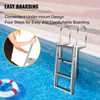 Retractable Dock Ladder with Rubber Mat, Pontoon Boat Ladder 41"-65" Adjustable Height, Swim Ladder Aluminum 4 Step, Each Step 20.5" x 4", 350Lbs Load, for Lake, Marine Boarding, Pool