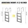 Retractable Dock Ladder with Rubber Mat, Pontoon Boat Ladder 41"-65" Adjustable Height, Swim Ladder Aluminum 4 Step, Each Step 20.5" x 4", 350Lbs Load, for Lake, Marine Boarding, Pool