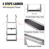 Retractable Dock Ladder with Rubber Mat, Pontoon Boat Ladder 41"-65" Adjustable Height, Swim Ladder Aluminum 4 Step, Each Step 20.5" x 4", 350Lbs Load, for Lake, Marine Boarding, Pool