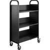 Book Cart Library Cart 200lb with Single Sided L-Shaped Sloped Shelves in Black