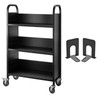 Book Cart Library Cart 200lb with Single Sided L-Shaped Sloped Shelves in Black