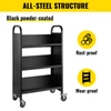 Book Cart Library Cart 200lb with Single Sided V-Shaped Sloped Shelves in Black