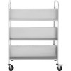 Book Cart Library Cart 200lb with Double Sided W-Shaped Sloped Shelves in White