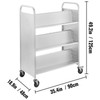 Book Cart Library Cart 200lb with Double Sided W-Shaped Sloped Shelves in White