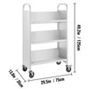Book Cart Library Cart 200 lbs Capacity with V-Shaped Shelves in Black