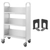 Book Cart Library Cart 200 lbs Capacity with V-Shaped Shelves in Black