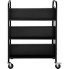 Book Cart Library Cart 200lb w/ Double Sided W-Shaped Sloped Shelves Black