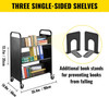 Book Cart Library Cart 200lb w/ Double Sided W-Shaped Sloped Shelves Black
