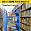 Book Cart Library Cart 200lb with Single Sided V-Shaped Sloped Shelves in Blue