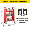 Book Cart Library Cart 200lb with Single Sided V-Shaped Sloped Shelves in Red