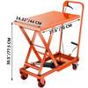 Hydraulic Scissor Cart Lift Table Cart 500lbs Manual Scissor Lift Table Orange