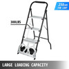 3-steps Ladder Cart 2-in-1 Convertible Step Ladder Folding Hand Truck Trolley