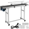 PVC Belt Conveyor 59Inch Length, Electric PVC Conveyor 7.8 Width, 110V Adjustable Automatic Speed, Conveyor Machine with Double Guardrail, in Stainless Steel, Industrial Transport Equipment