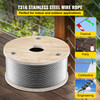 T316 Stainless Steel Wire Rope, 1/8'' Steel Wire Cable, 500ft Aircraft Cable w/ 1x19 Strands Core, Steel Cable Wire 2100 lbs Breaking Strength for Railing Decking, Stair, Clothesline, Handrail