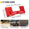 Universal Skid Steer Mount Plate 1/4" Thick Skid Steer Plate Attachment 3000LBS Weight Capacity Quick Attach Mount Plate Steel Adapter Loader Easy to Weld or Bolt to Different Accessories Red