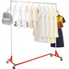 Z Rack, Industrial Grade Z Base Garment Rack, Height Adjustable Rolling Z Garment Rack, Sturdy Steel Z Base Clothing Rack w/ Lockable Casters for Home Garment Store Display Commercial Use (Red)