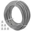 Galvanized Steel Cable, 3/16'' Aircraft Cable, 249ft Galvanized Cable 7x19 Construction Steel Wire Cable w/Cable Clamps, 4400lb Breaking Strength for Railing Decking, Lifting, Hanging, Fencing